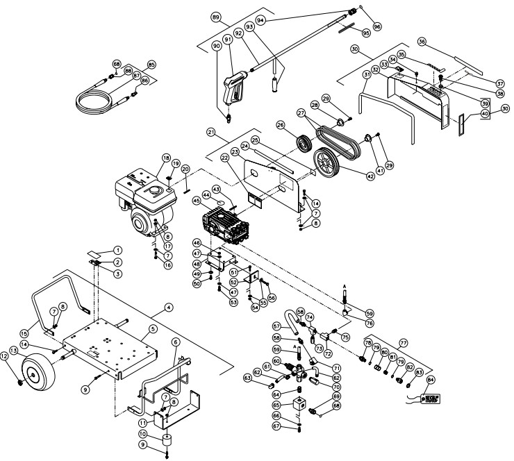 MITM CW-2505-4UGH pressure washer parts and manual
